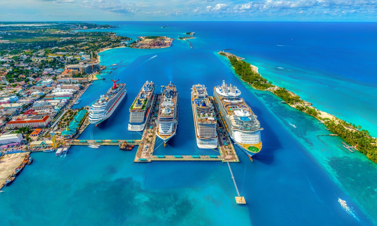 Cruise ship at golden hour